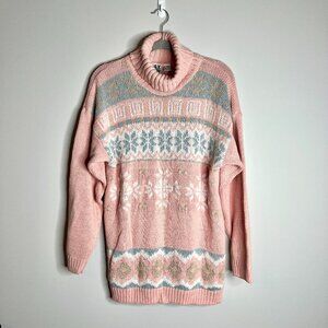 Vtg Max & Diane Fair Isle Apres Cabincore Chunky Turtleneck Sweater Cottagecore